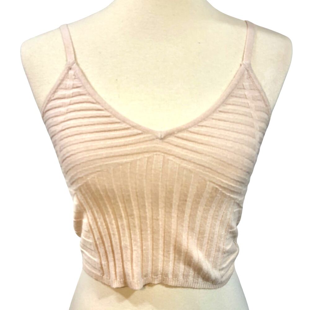 Lulus Tan Ribbed Knit Cropped Cami Top Coconut Girl Cottagecore Indie Y2K Small